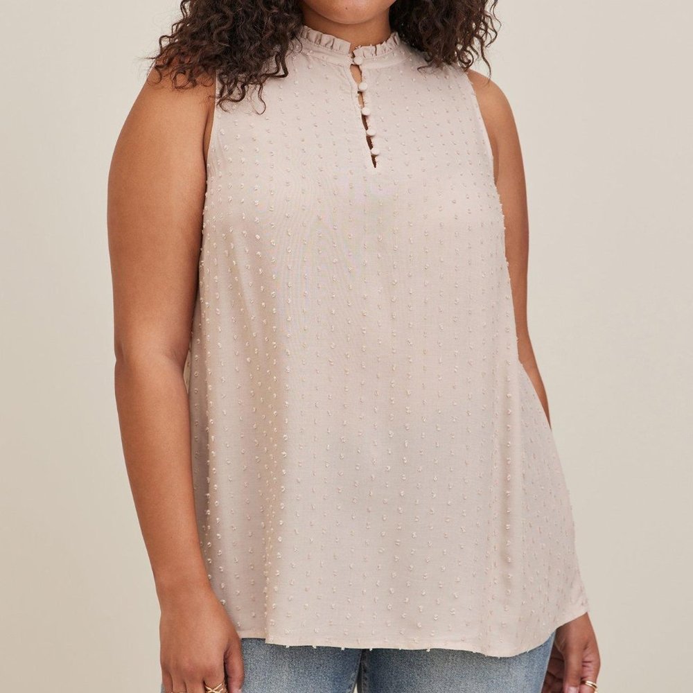 NWT Torrid Swiss Dot Ruffle Trim Top
